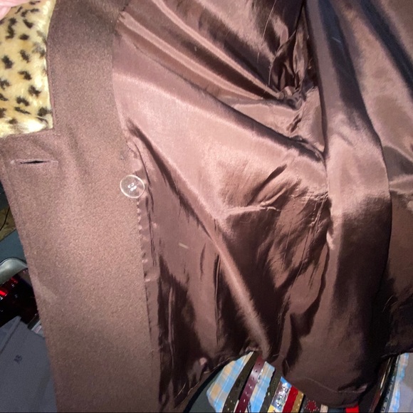 Beautiful brown w/animal print fur trim coat 12/14 - Picture 6 of 15